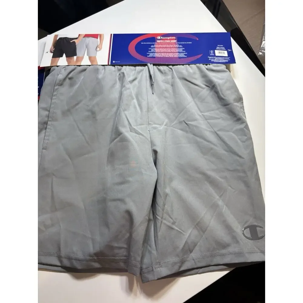 Champion Boys Youth 2-Pack Solid Athletic Shorts Gray/Black Size 10/12